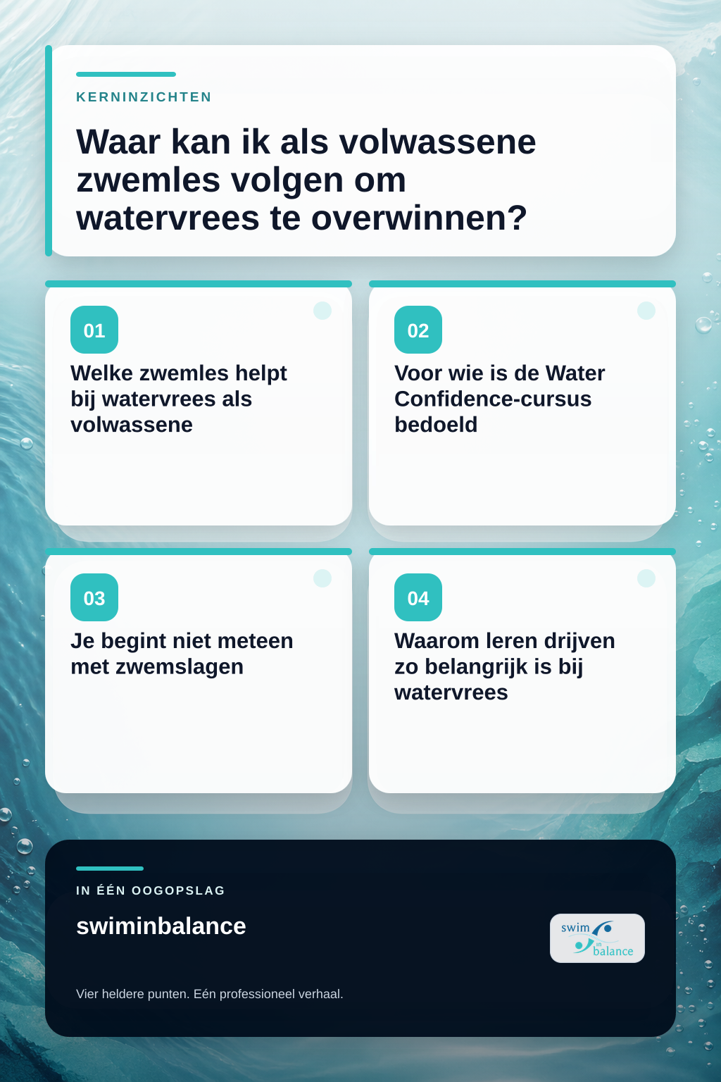 Waar kan ik als volwassene zwemles volgen om watervrees te overwinnen? infographic